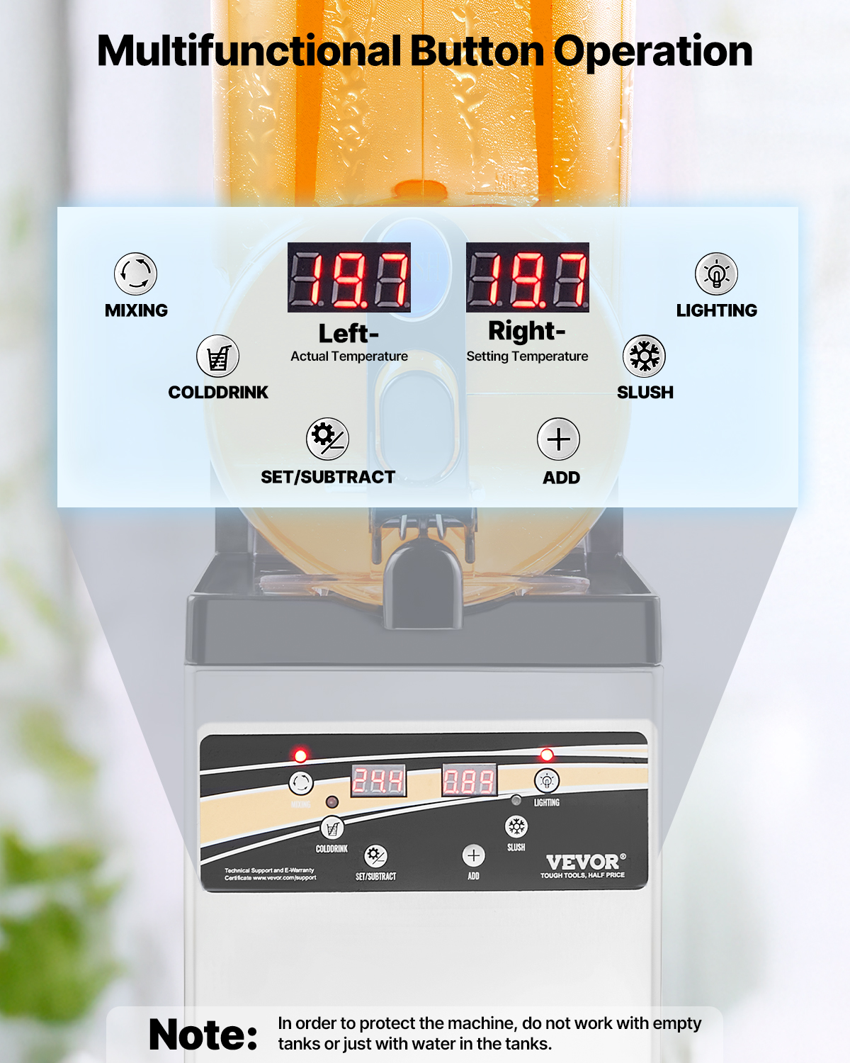 VEVOR Commercial Slush Machine 15L/30L/45L Margarita Smoothie Frozen Drink Maker