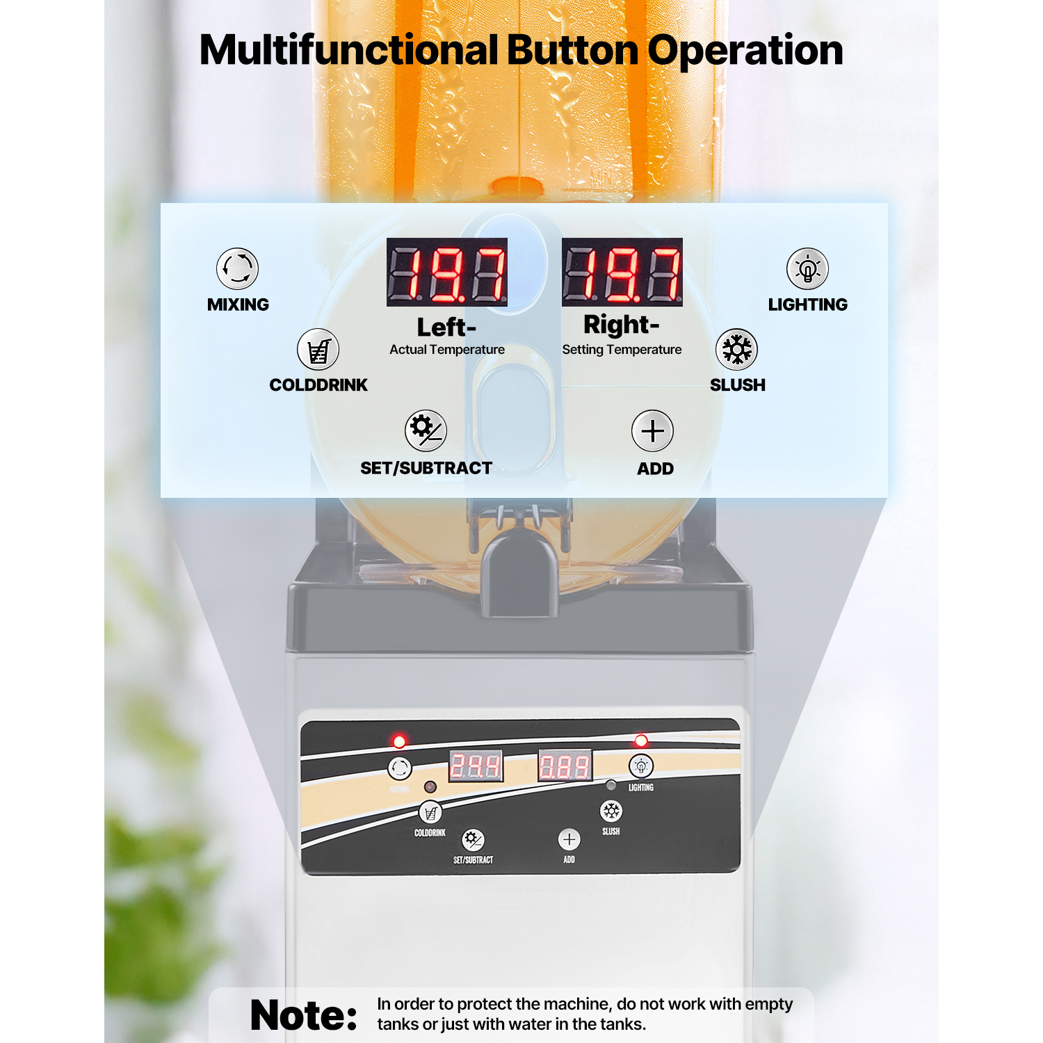 Uimoso Commercial Frozen Drink Slushy Machine 15L/30L/45L Slushie Beverage Maker