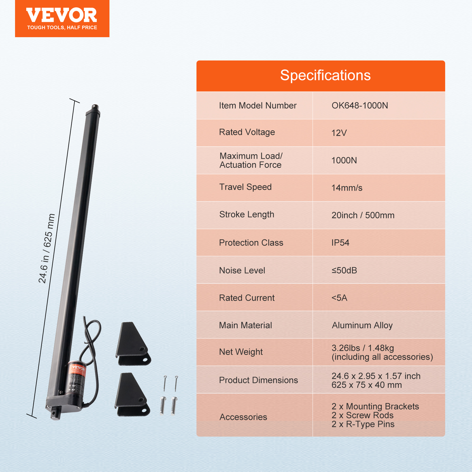 Actuador lineal VEVOR 1000-6000N accionamiento lineal DC motor lineal 150-500 mm - Imagen 44 de 170