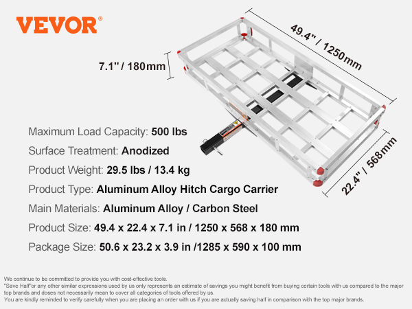 hitch rack,49.4 x 22.4 x 7.1 in ,500lb