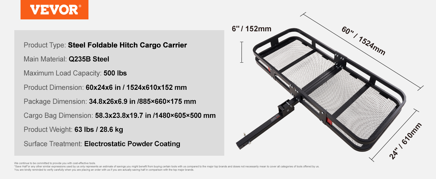 hitch rack,60x24x6in ,500lb