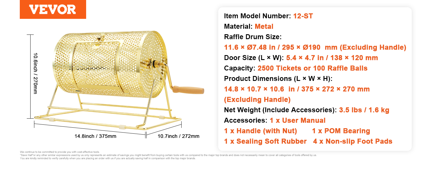 Raffle Drum,Lottery Cage,Brass Plated