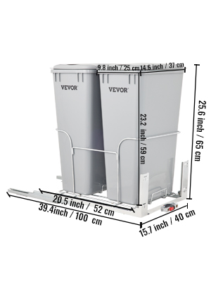 40 Litre Pull Out Under Counter Kitchen Waste Recycling Bin for 400mm  Cabinet Hinged Door Base Mounted – Handle & Home