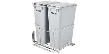 VEVOR Pull-Out Trash Can, 43Qt Double Bins, Under Mount Waste Container  with Soft-Close Slides, 176 lbs Load Capacity & Door-Mounted Brackets,  Garbage