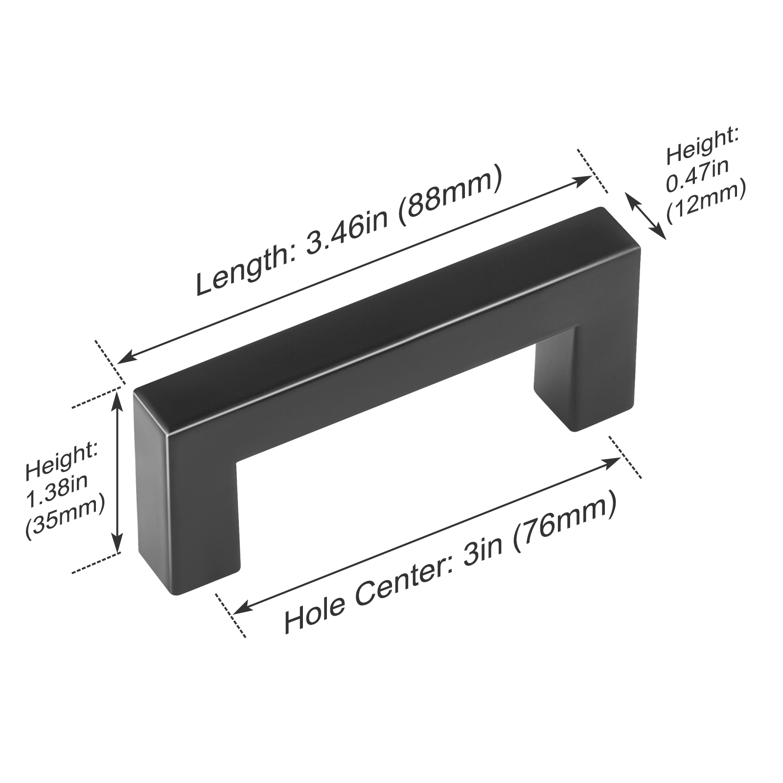 VEVOR 10 Pack Pulls, 3in / 76mm Center to Center Slim Square