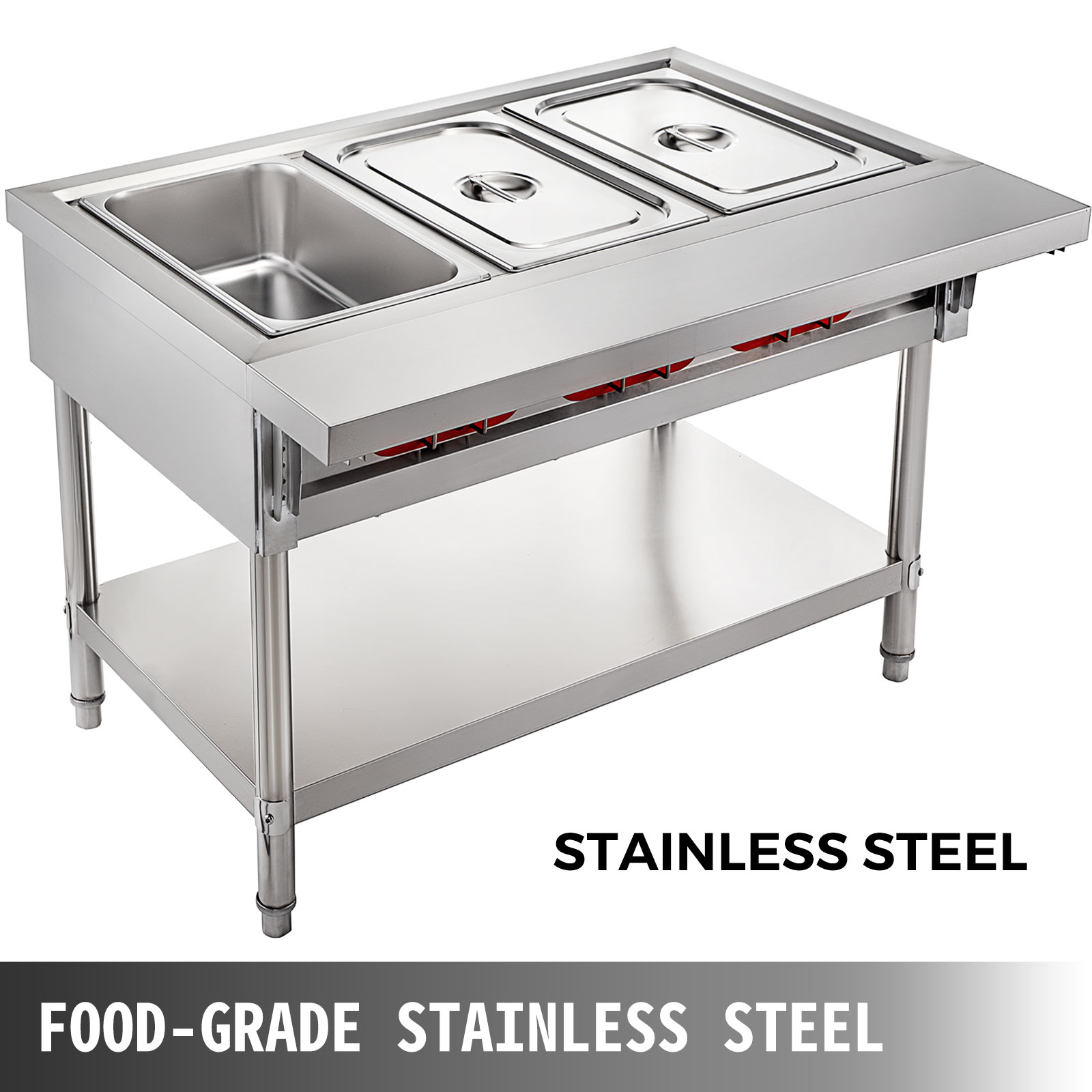 Details about   Commercial Electric Food Warmer Buffet Steam Table Stainless Steel 3 Pan 850W 