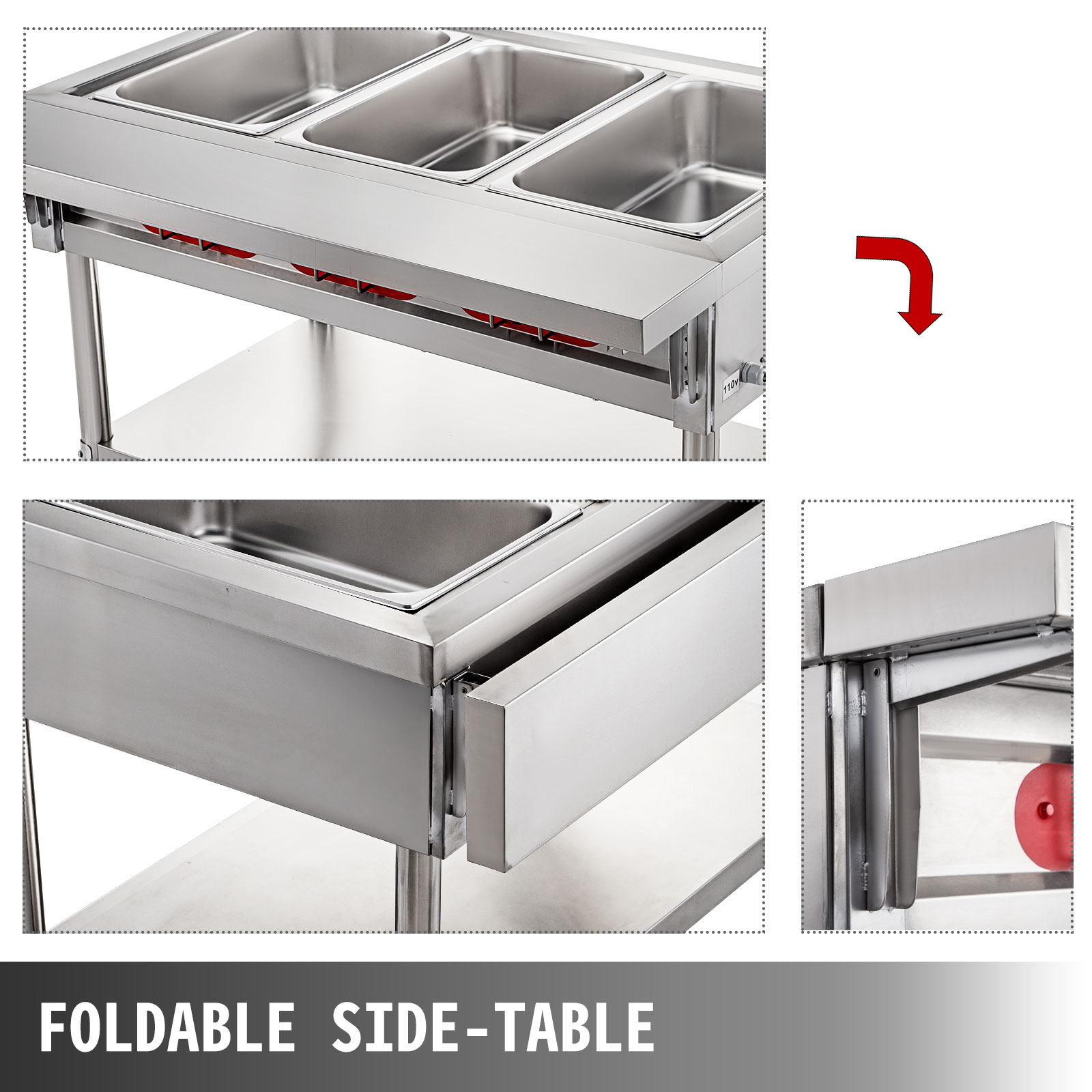Chauffe-plat Professionnel AOOUNGM – 3 Bacs De 3 L (9 L Total) – Acier Inoxydable, Avec Brûleurs à Alcool – Pour Buffets, Mariages, Restaurants – Design Pliable