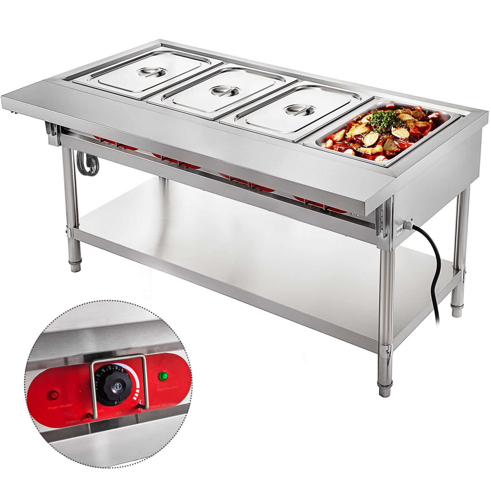 110V 6-Pan Bain-Marie Buffet Food Warmer Steam Table