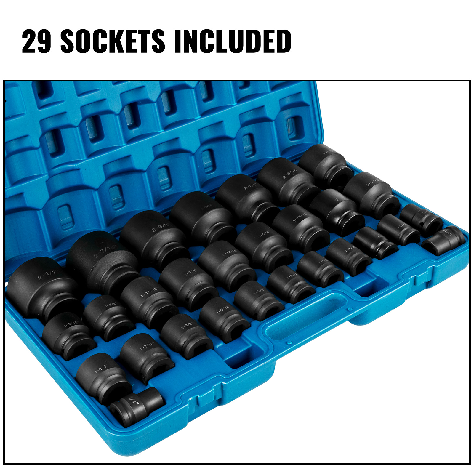 VEVOR Impact Socket Set Inch 22 Piece Standard Impact Sockets, Socket  Assortment Inch Drive Socket Set Impact Standard SAE Sizes 13 16 Inch  to 通販