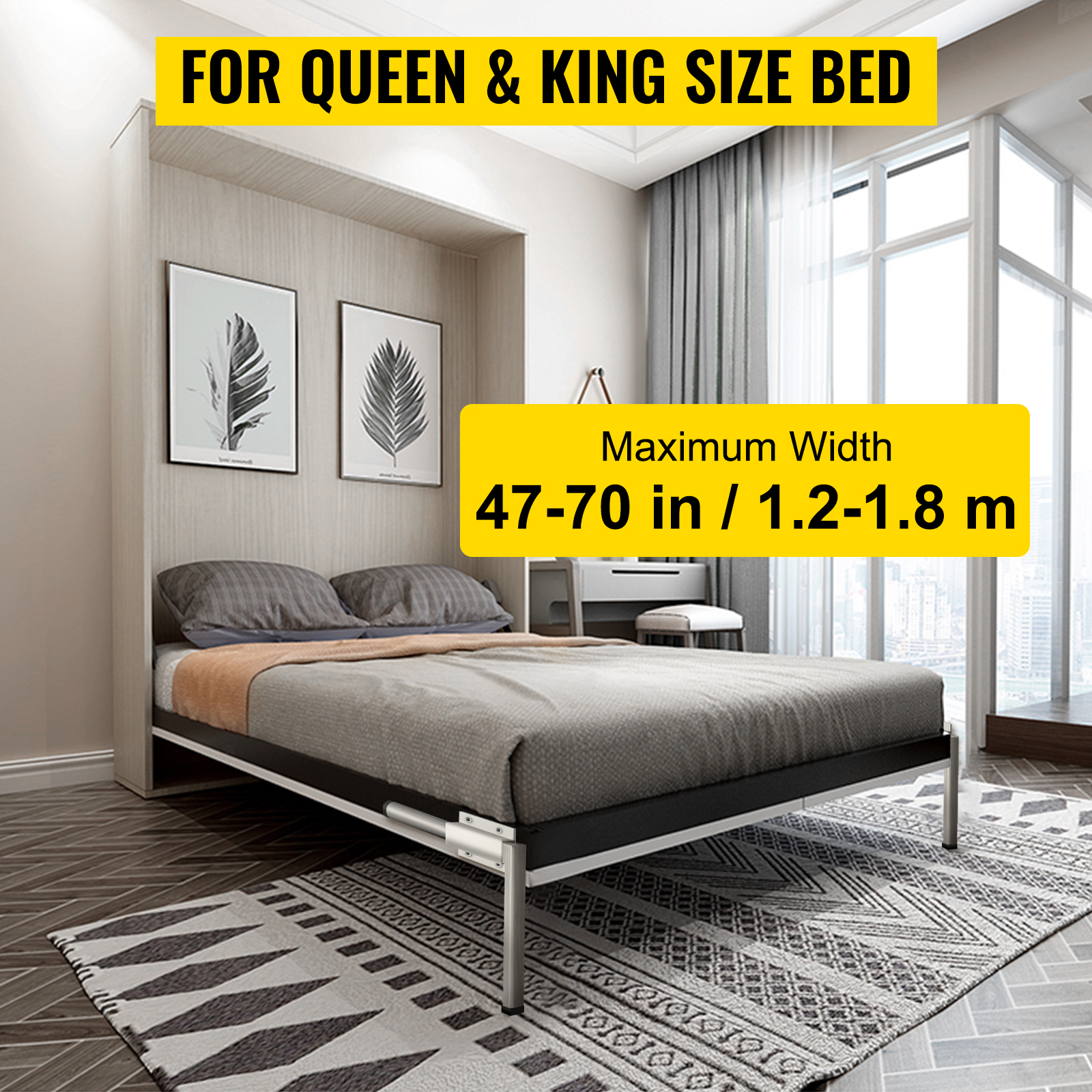 Murphy Wall Bed Springs Mechanism Hardware Kit White Durable King or Queen Size 