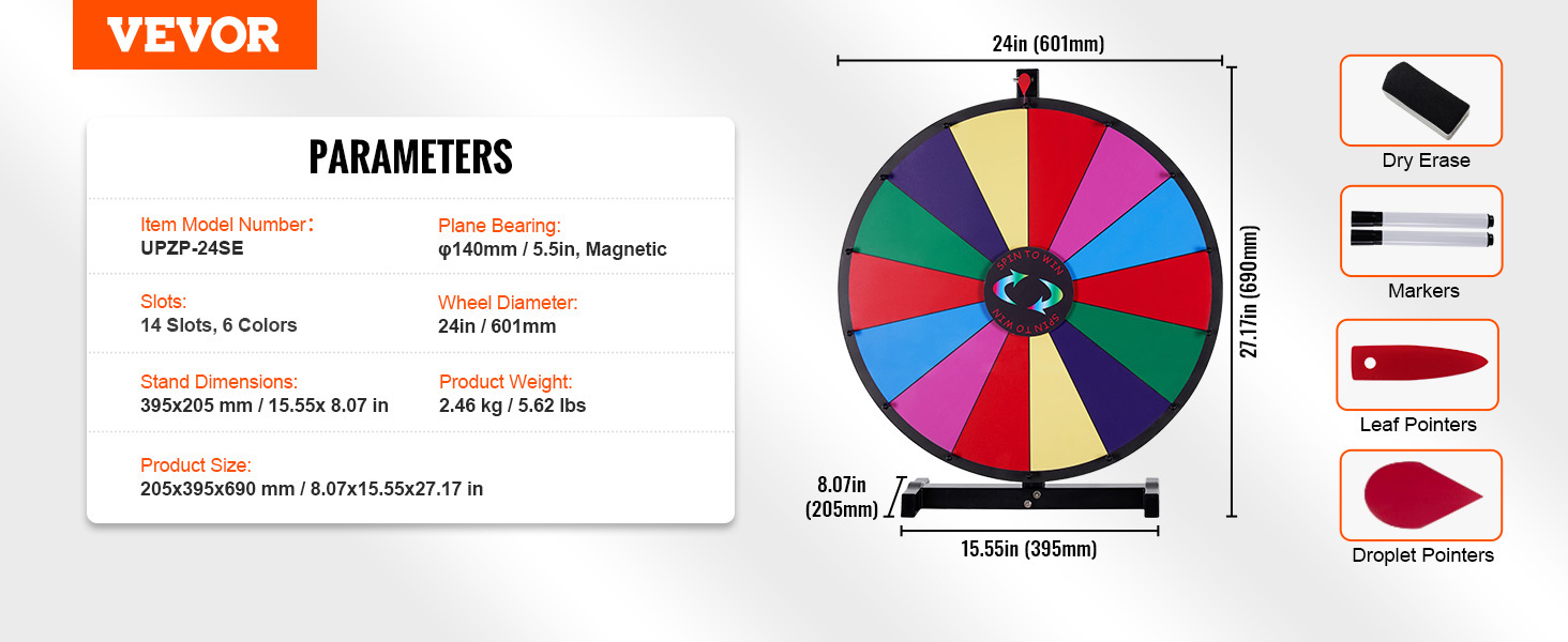 Prize Wheel, 24in, 14 Slots