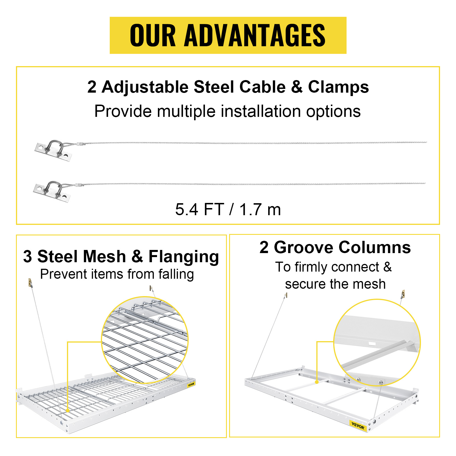 VEVOR Upgrade Garage Wall Shelf 2 x 4 ft Garage Shelving Wall Mounted
