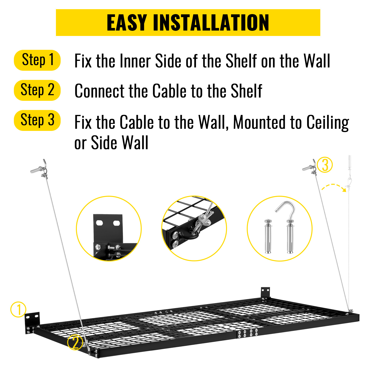 Vevor Garage Wall Shelf Garage Shelving Wall Mounted 2 X 4 Ft Steel