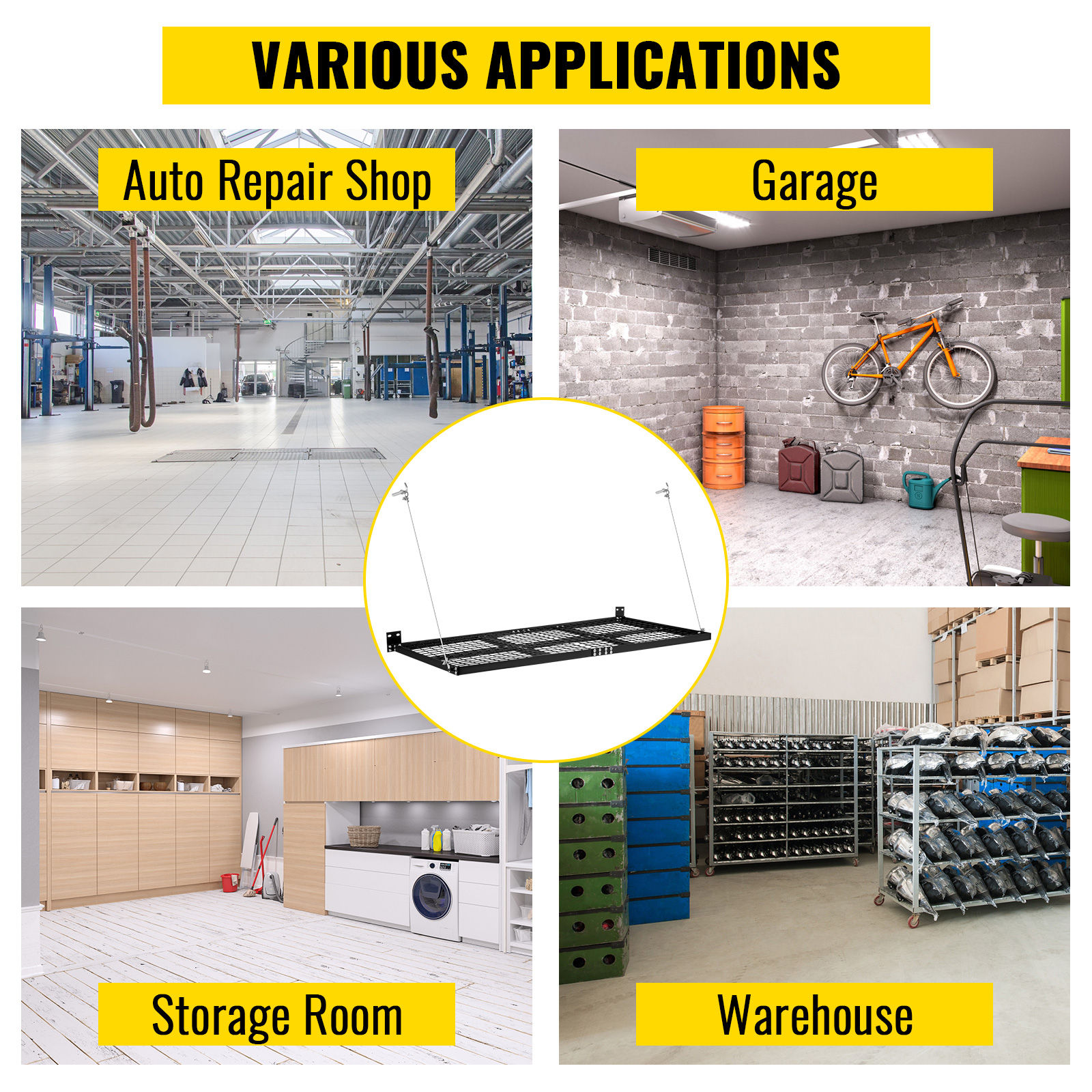 Vevor Garage Wall Shelf Garage Shelving Wall Mounted 2 X 4 Ft Steel