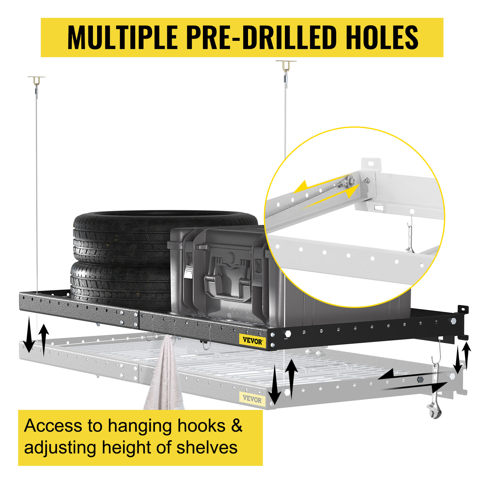 VEVOR Garage Wall Shelf 2 x 4 ft Garage Shelving Wall Mounted Steel