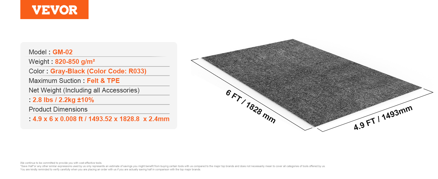 Garage Floor Mat,4.9'x6',Non-slip