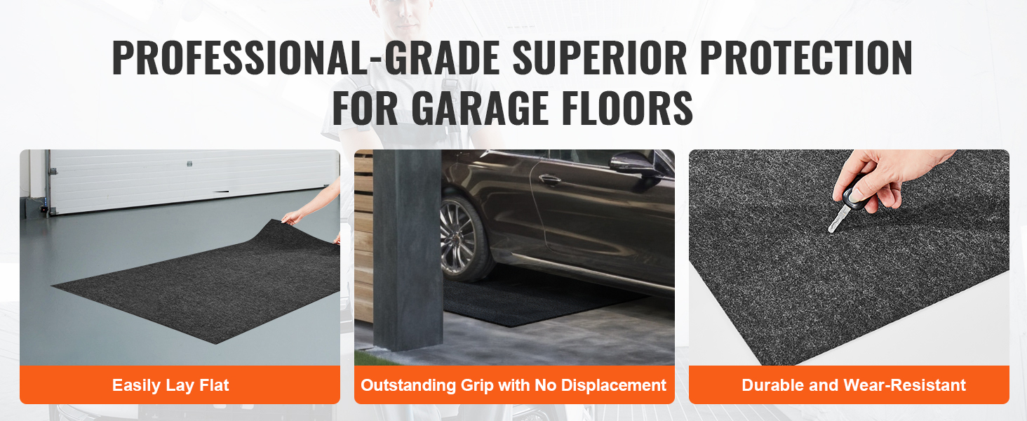 VEVOR Tapis de sol de garage imperméable pour sous la voiture,  antidérapant, de taille compacte, de