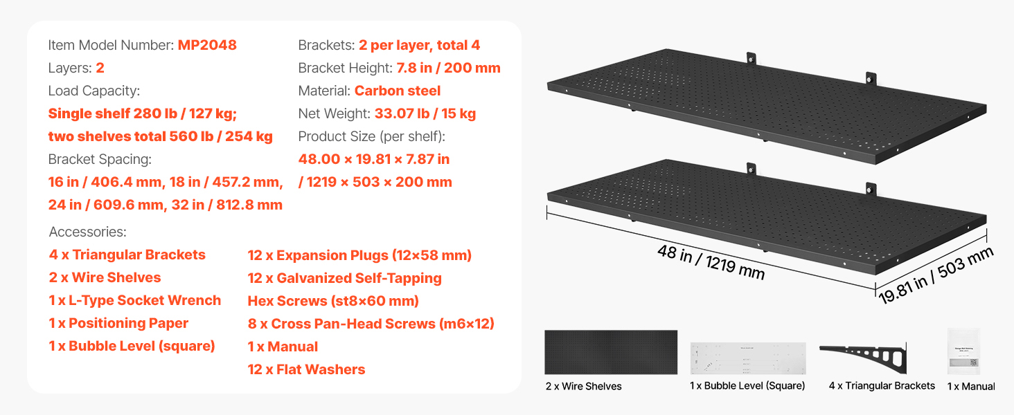 20x48 inch shelf size
