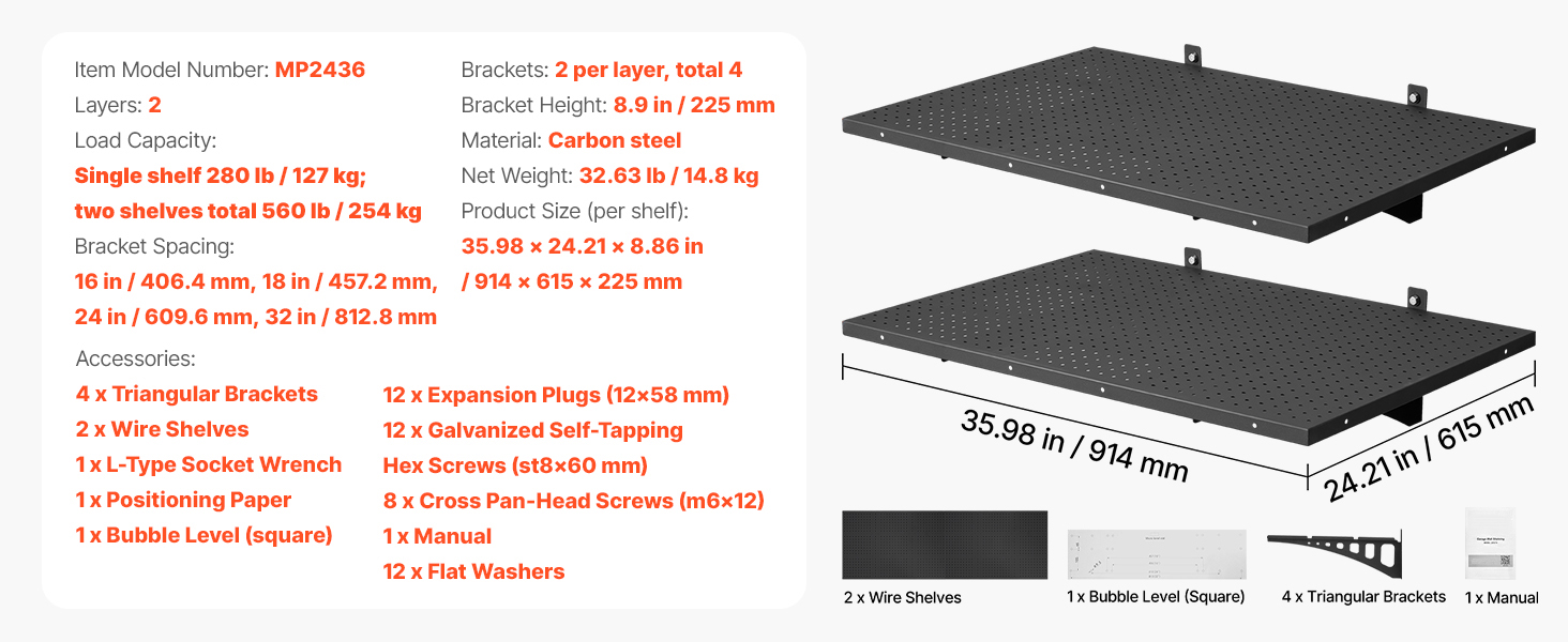 24x36 inch shelf option