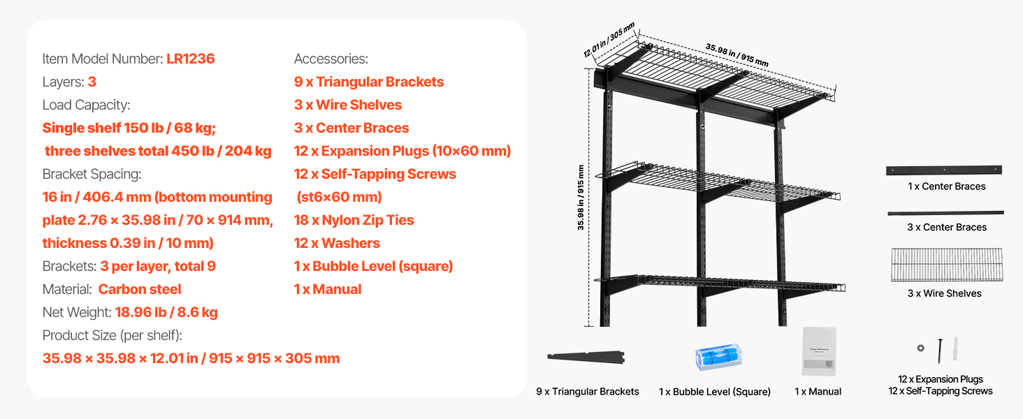 Organized garage wall shelving setup