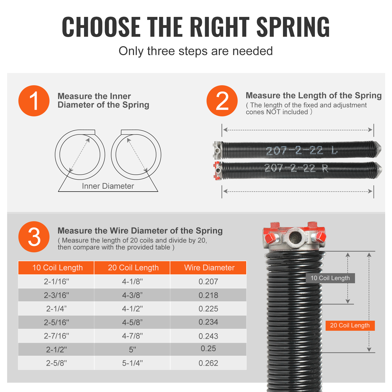 VEVOR Garage Door Torsion Springs Pair 22/23/24/28/29/30 inch with Winding Bars