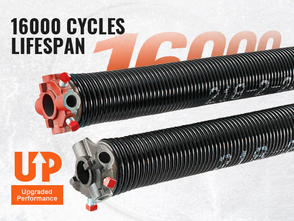VEVOR Garage Door Torsion Springs, Pair of 0.218 x 2 x 23inch, 16000 Cycles, Garage Door Springs with Non-Slip Winding Bars, Gloves and Mounting Wrench, Electrophoresis Coated for Replacement