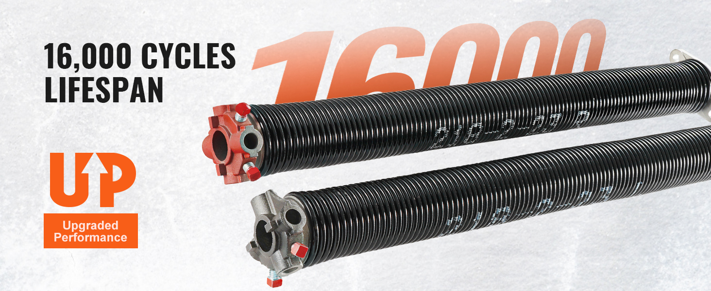 VEVOR Garage Door Torsion Springs, Pair of 0.218 x 2 x 23inch, 16000 Cycles, Garage Door Springs with Non-Slip Winding Bars, Gloves and Mounting Wrench, Electrophoresis Coated for Replacement