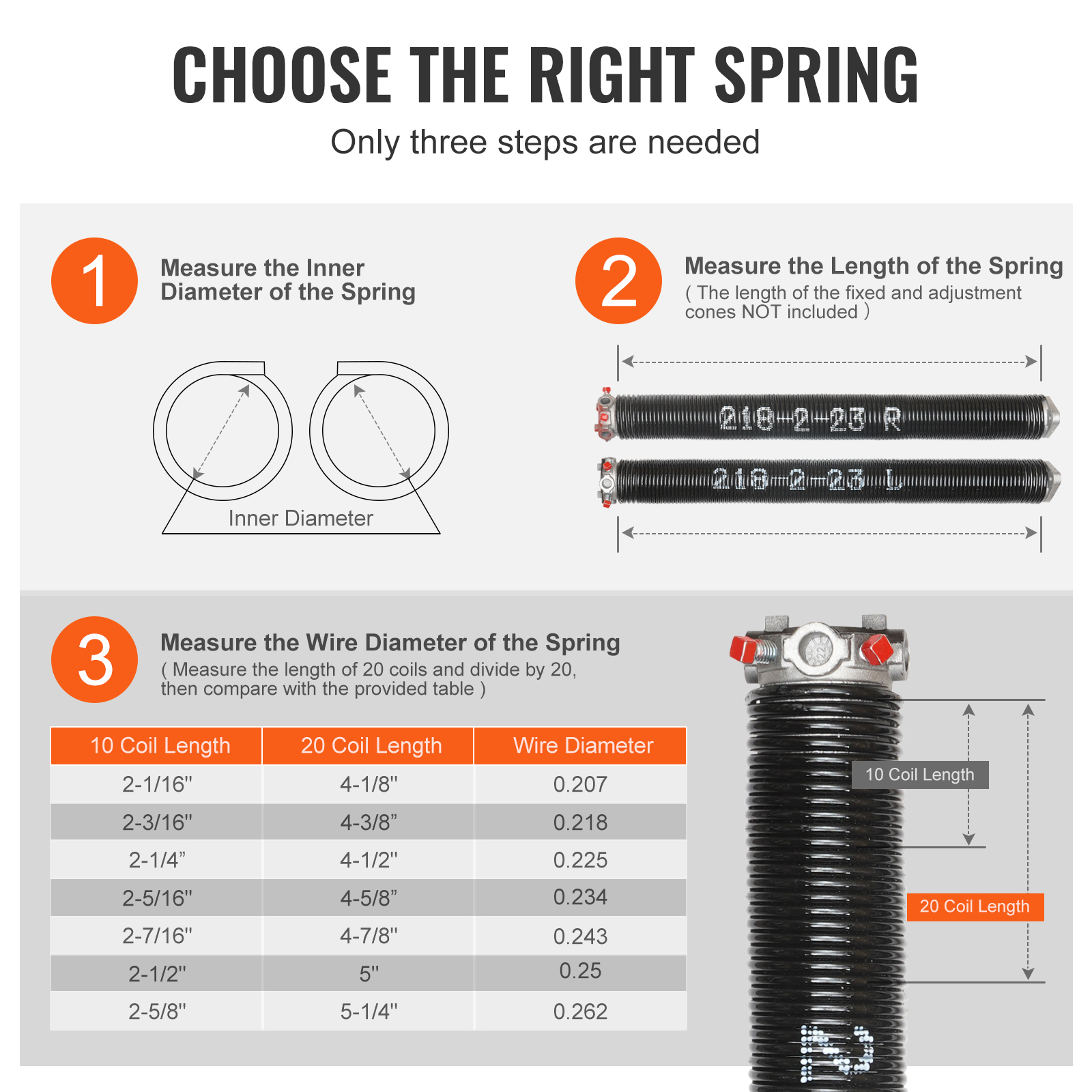 VEVOR Garage Door Torsion Springs Pair 22/23/24/28/29/30 inch with Winding Bars