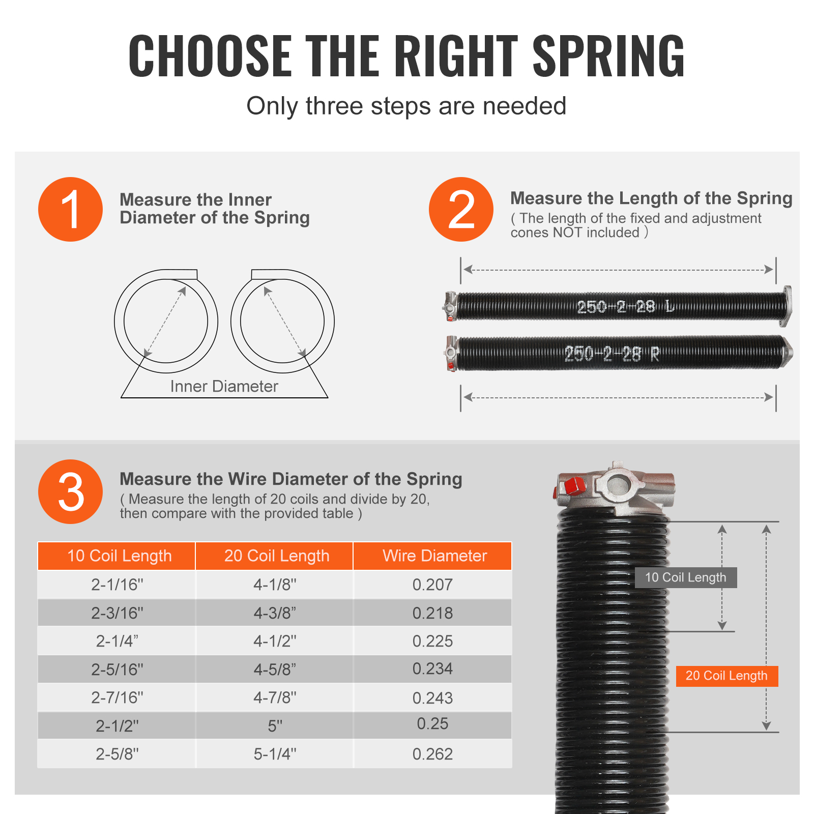 VEVOR Garage Door Torsion Springs Pair 22/23/24/28/29/30 inch with Winding Bars