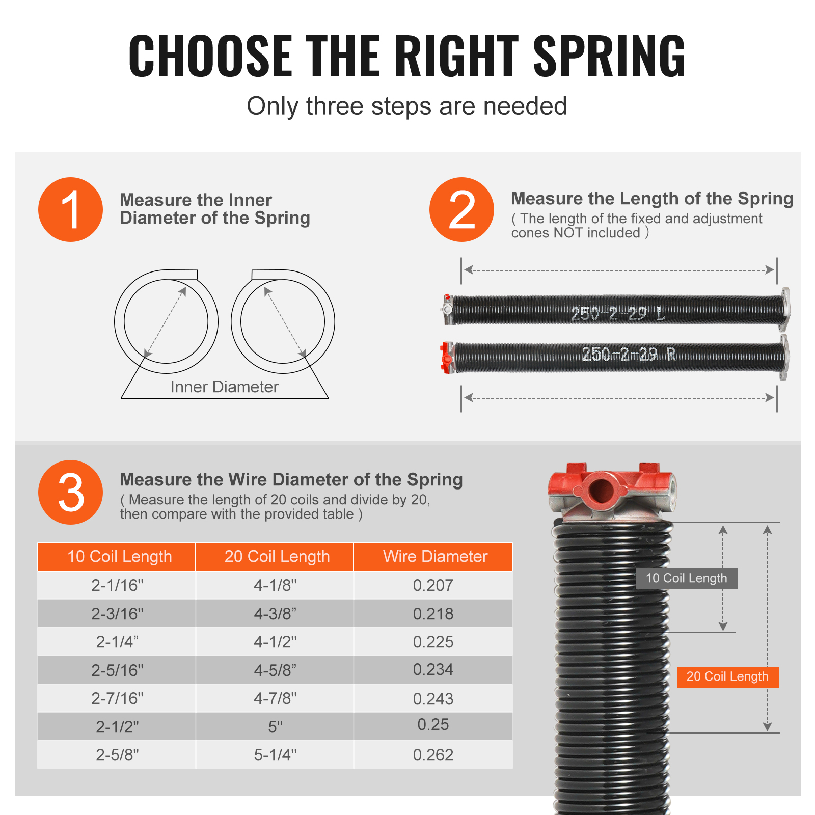 VEVOR Garage Door Torsion Springs Pair 22/23/24/28/29/30 inch with Winding Bars