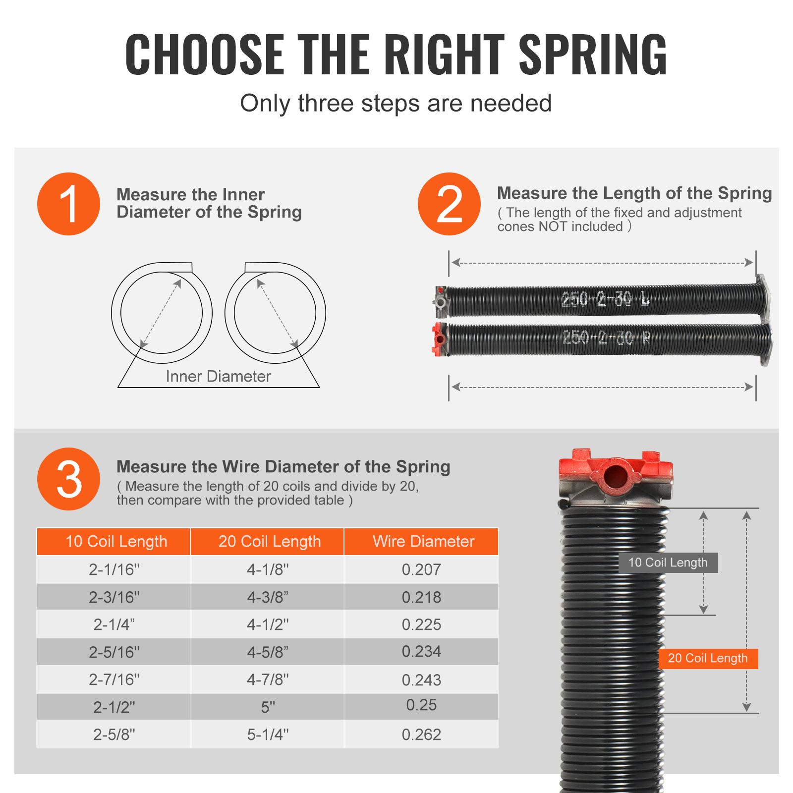 VEVOR Garage Door Torsion Springs Pair 22/23/24/28/29/30 inch with Winding Bars