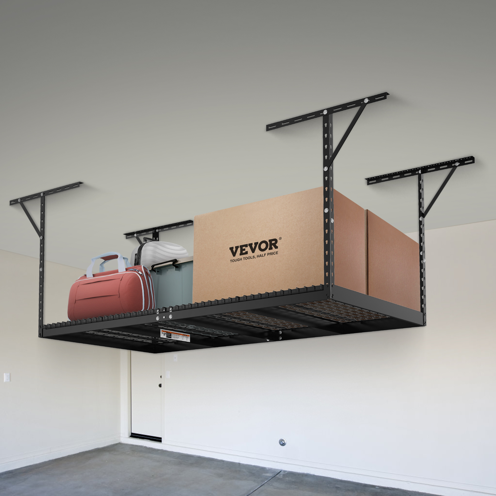 VEVOR Overhead Adjustable Heavy Duty Metal Garage Ceiling Storage Shelves New