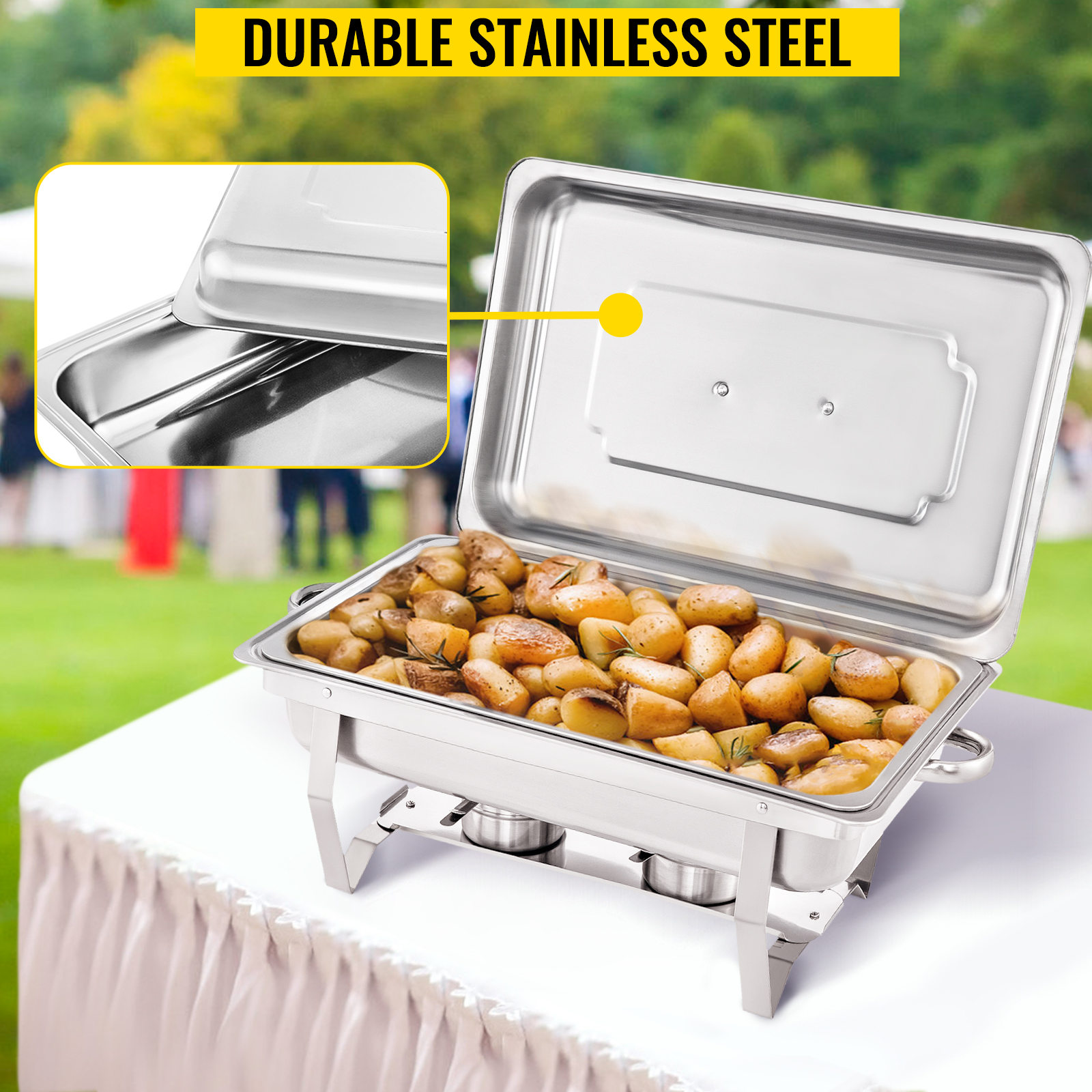 4 packs 9L Stainless Steel Folding Buffet Stove Food Warmer Dinner