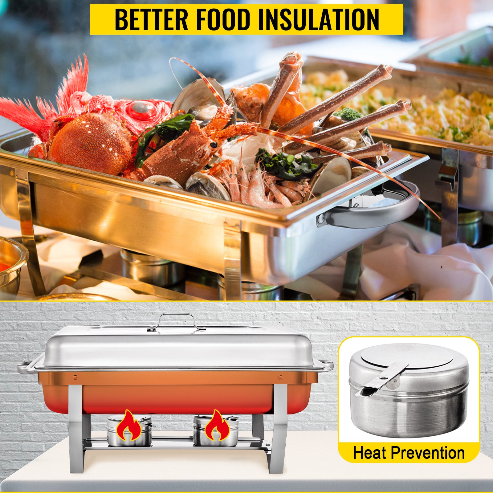 VEVOR Chafing Dish 3 Packungen Chafing Dish Set 9 L Volumen, Edelstahl  Warmhaltebehälter mit Gesamter Abmessung von 620 mm x 340 mm x 325 mm, für  Buffets, Partys, Frühstücksbereiche im Hotel