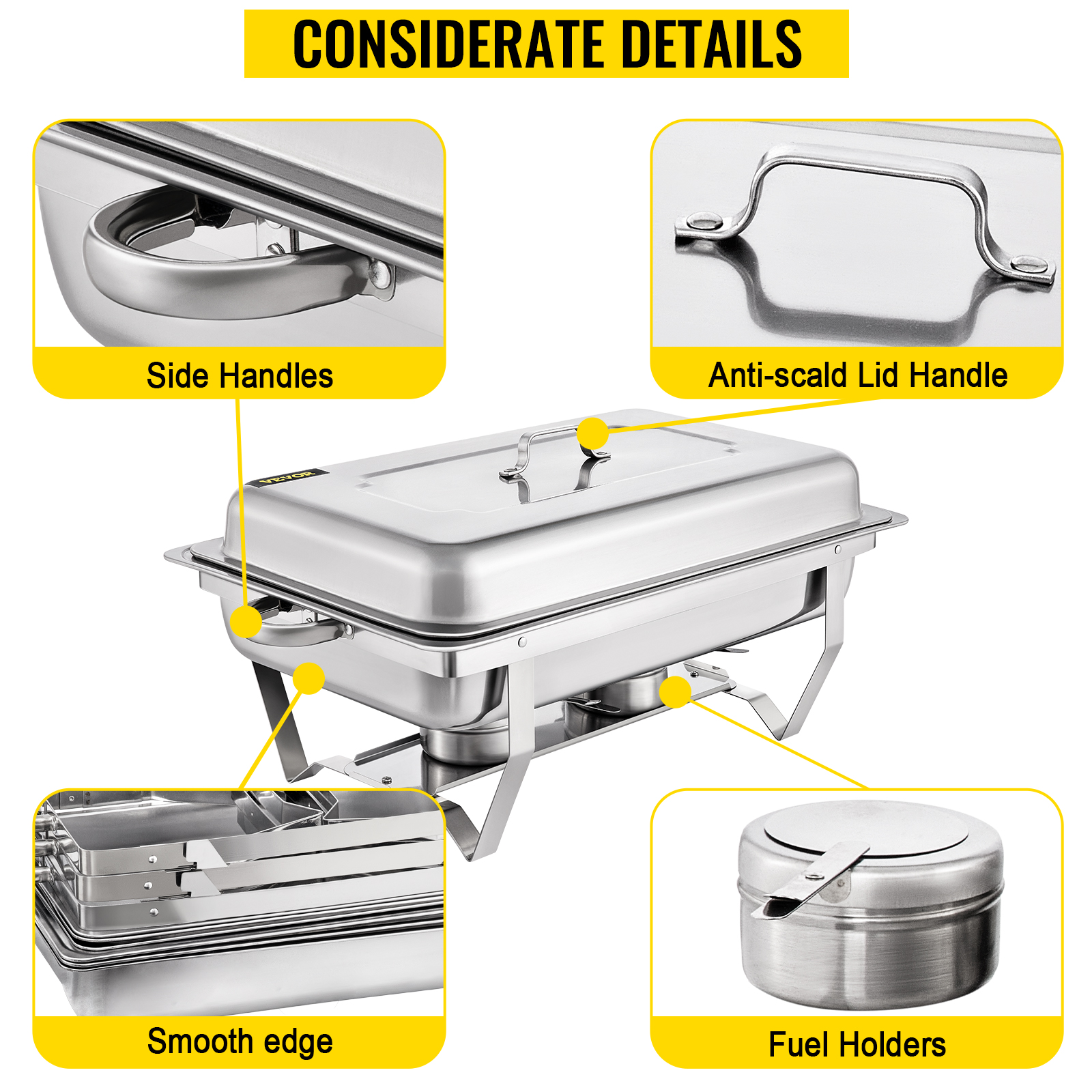 26cm Stainless Steel Catering Chafer Chafing Dish Set Buffet Party Food  Warmer