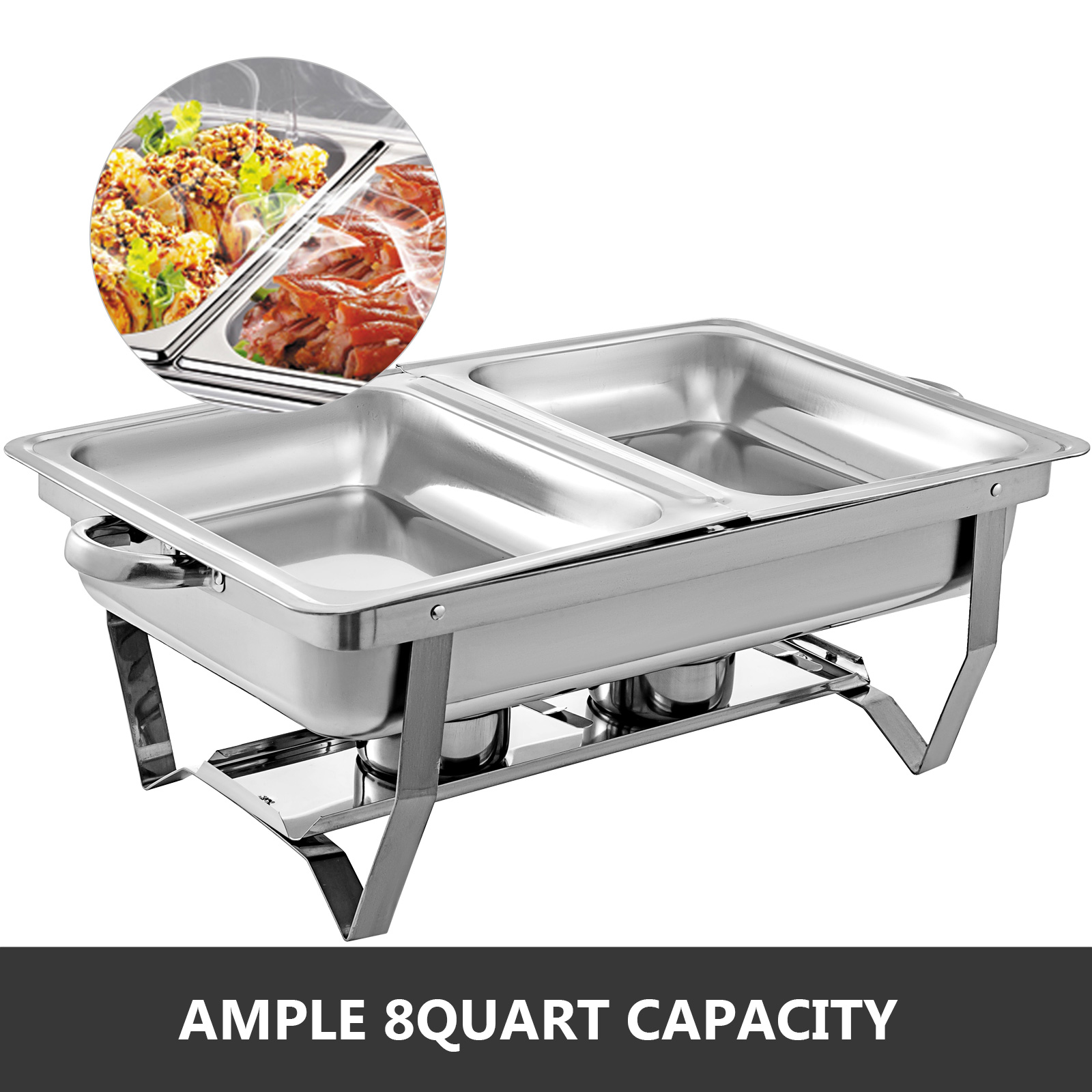  9L /8QT Stainless Steel Shafer Dish Set 3 1/3 Size Steam Pan,  Rectangular Shaffing Stove with Folding Legs, Food Warmer for Party Buffet  : Home & Kitchen