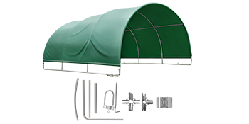 VEVOR Livestock Shelter, 9.9'x 10'x 5.5' Corral Shelter, Steel Metal Corral Panel Shelter, Waterproof Corral Panels for Horses and Other Livestock, Animal Shelter with PVC Cover and Galvanized Pipe