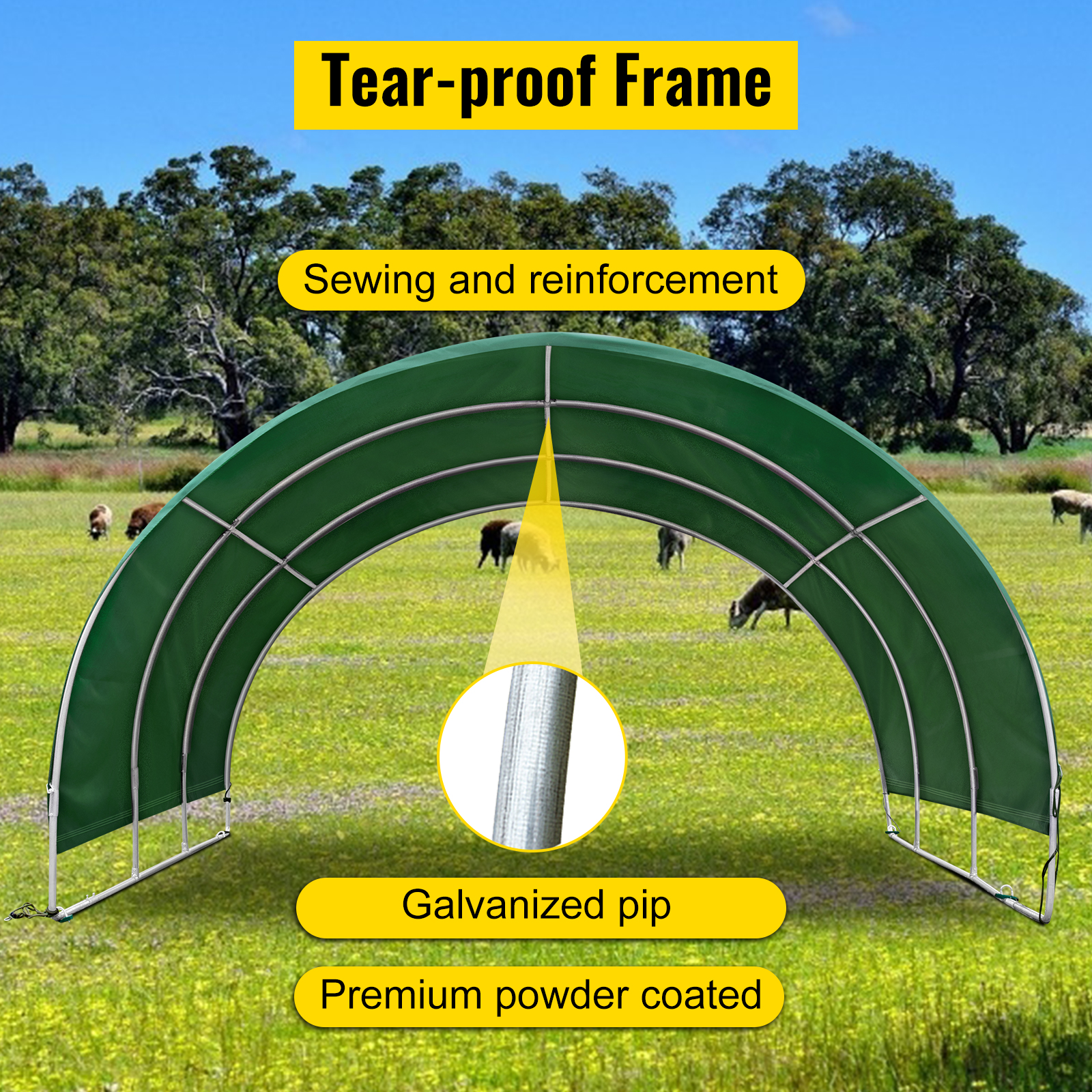 VEVOR Livestock Shelter, 9.9'x 10'x 5.5' Corral Shelter, Steel Metal Corral Panel Shelter, Waterproof Corral Panels for Horses and Other Livestock, Animal Shelter with PVC Cover and Galvanized Pipe