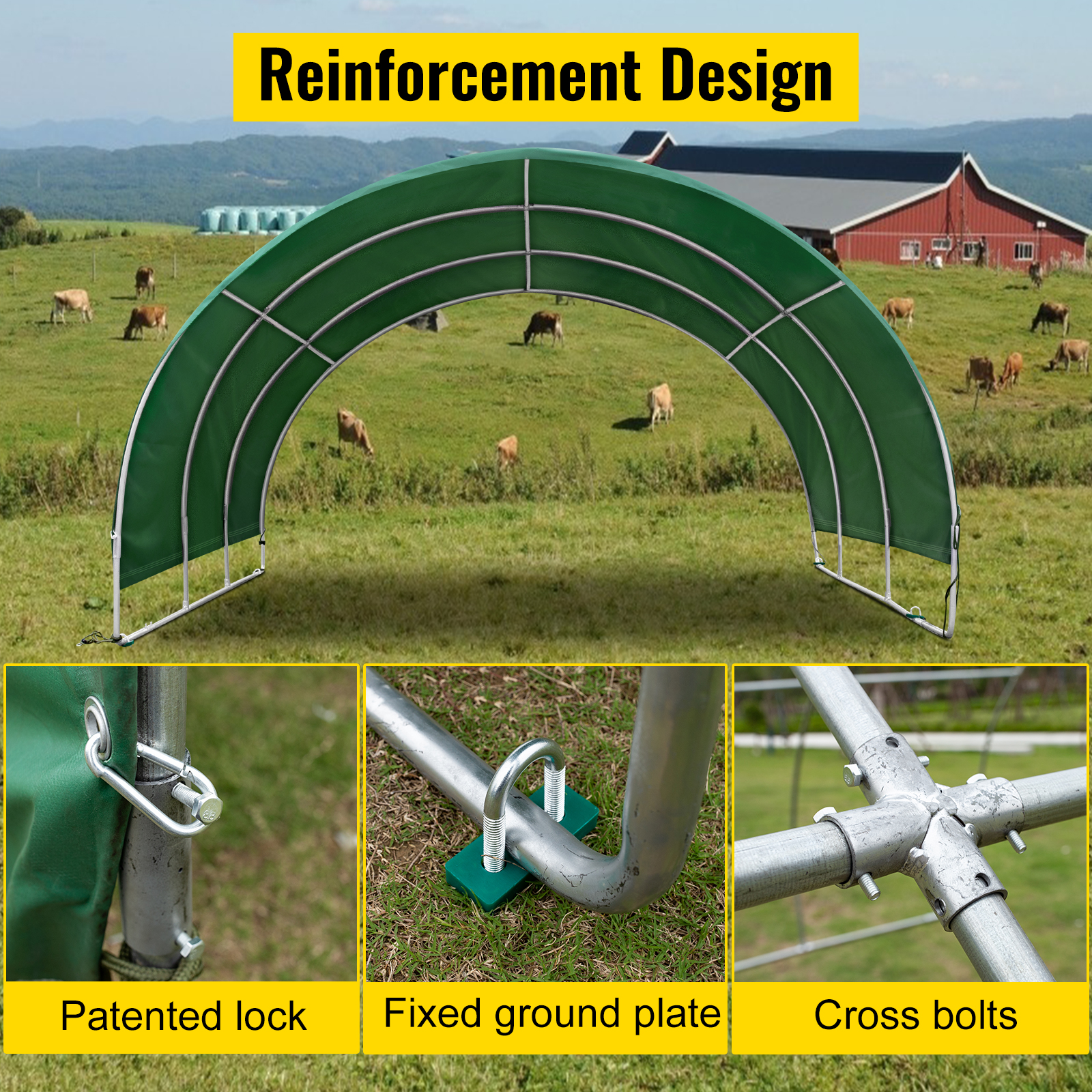 VEVOR Livestock Shelter, 12'x 12'x 5.9' Corral Shelter, Steel Metal Corral Panel Shelter, Waterproof Corral Panels for Horses and Other Livestock, Animal Shelter with PVC Cover and Galvanized Pipe 