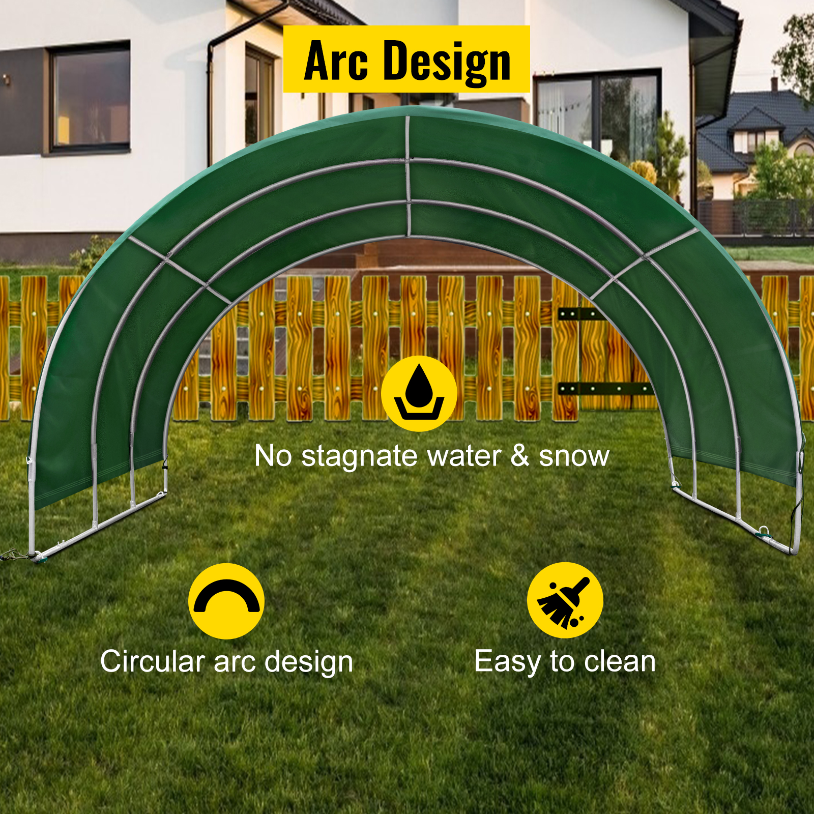 VEVOR Livestock Shelter, 12'x 12'x 5.9' Corral Shelter, Steel Metal Corral Panel Shelter, Waterproof Corral Panels for Horses and Other Livestock, Animal Shelter with PVC Cover and Galvanized Pipe 