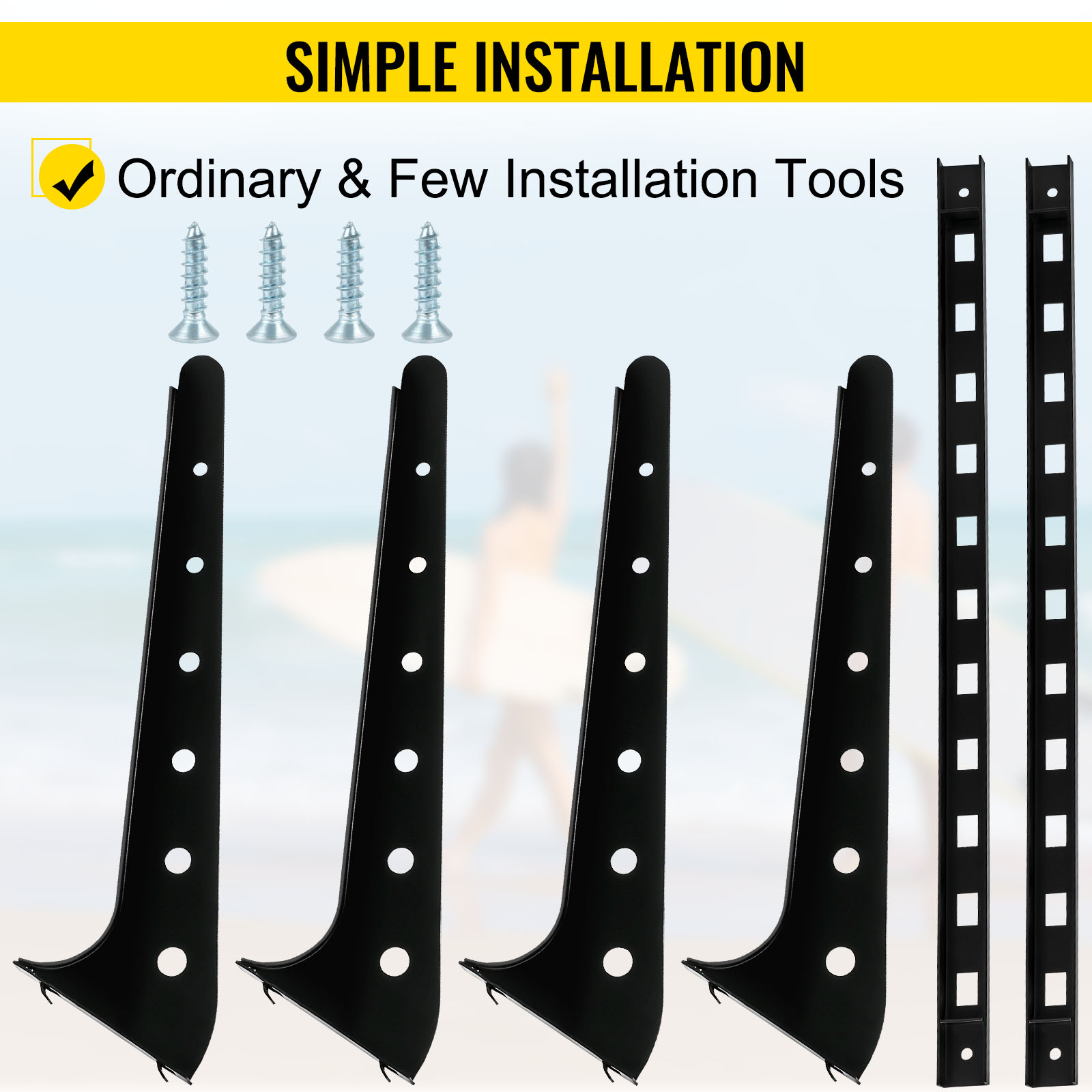 VEVOR Surfboard Rack, 2 Tiers Wakeboard Rack, 50lbs Capacity Surfboard