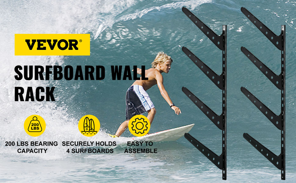 Surfboard SUP Wall Mount Rack Holder Durable Water Surf Sport Storage Metal US 