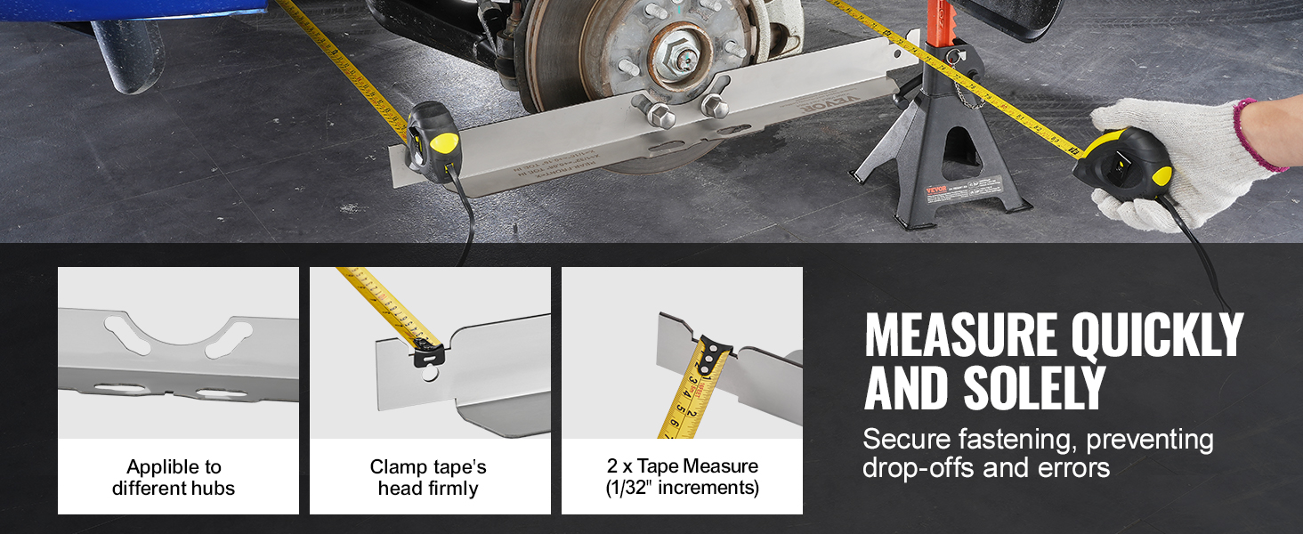 thumbnail image 2 of VEVOR Wheel Alignment Tool, 2 Pack Toe Alignment Toe Plates, Stainless Steel Wheel Alignment Tool Plate Toe Angle Accurate Measurement Includes 2 Measuring Tapes And Conversion Chart 2 of 11
