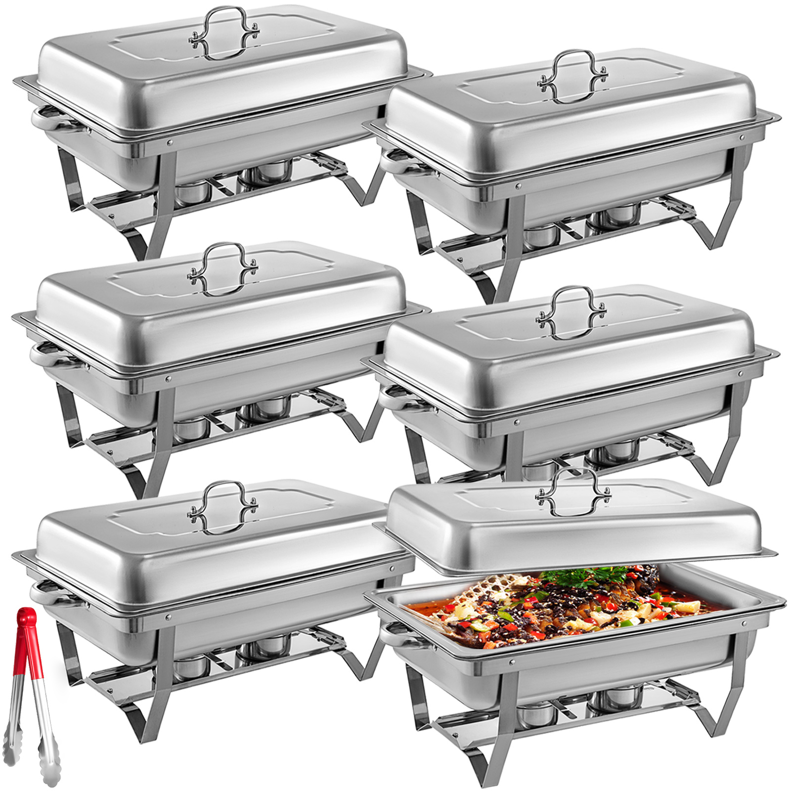 4 PACK CATERING STAINLESS STEEL CHAFER CHAFING DISH SETS 8 QT PARTY PACK 