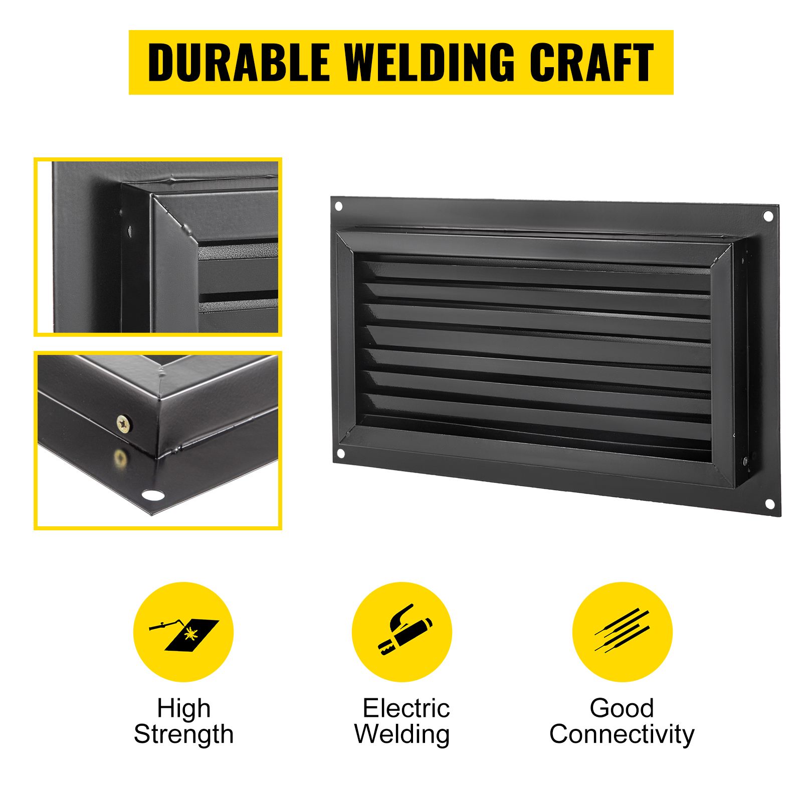 VEVOR Flood Vent, 8" Height x 16" Width Foundation Flood Vent, to Reduce Foundation Damage and Flood Risk, Black, Wall Mounted Flood Vent, for Crawl Spaces,Garages & Full Height Enclosures