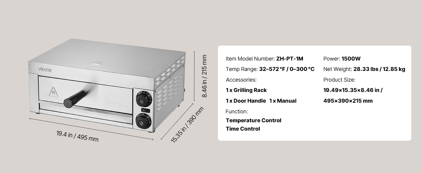 Electric Pizza Oven,12-inch, 1500W