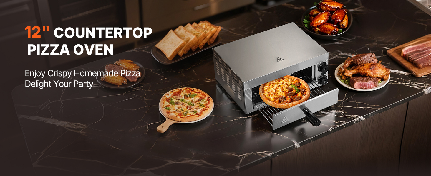 Profi Gastro Pizzaofen 305 mm Edelstahl Elektrisch Timer + Thermo-Control Electric Pizza Oven A100 1.4w