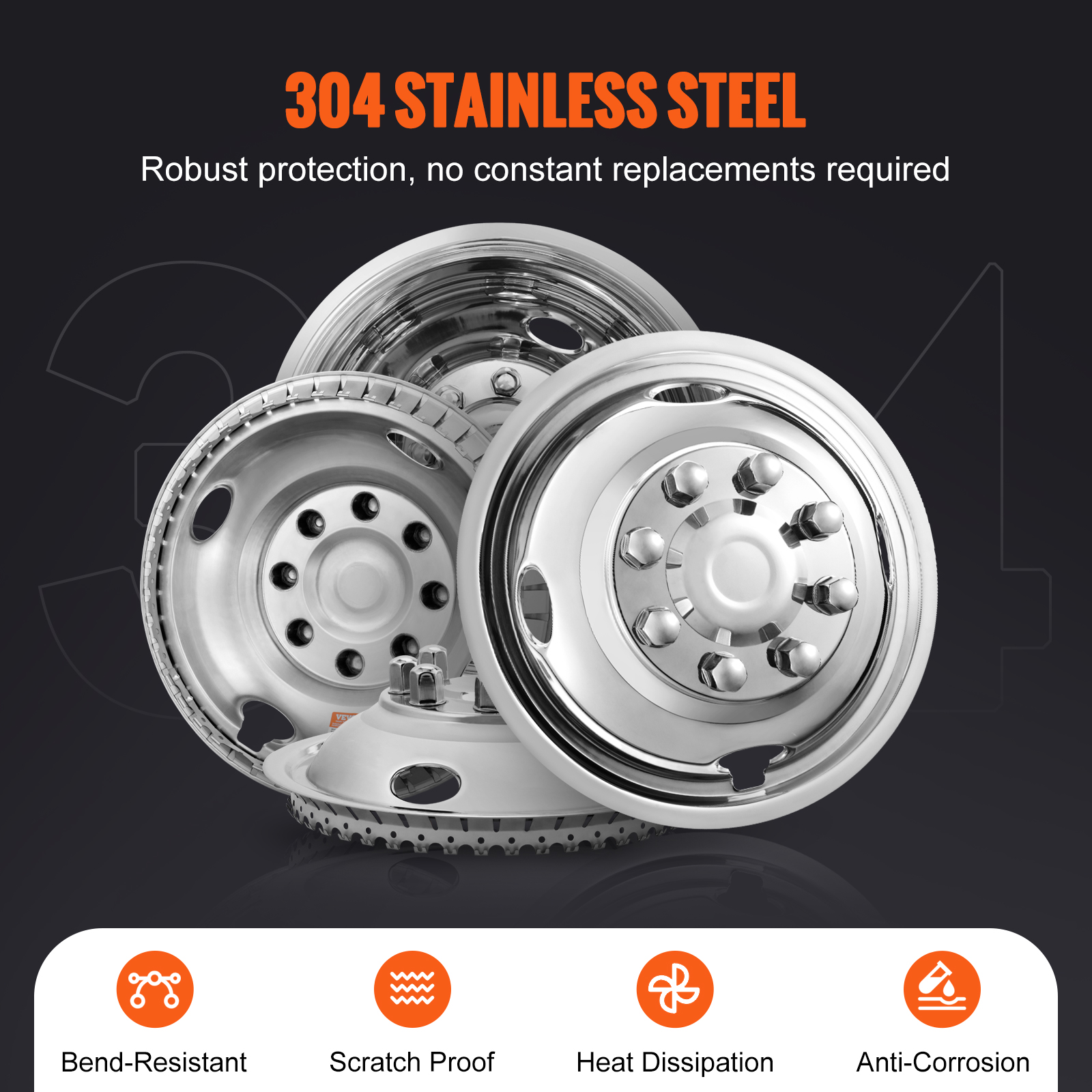 19.5/16" Wheel Simulators Cover Stainless Steel Ford F450/F550/F350 4 pc - Picture 28 of 36