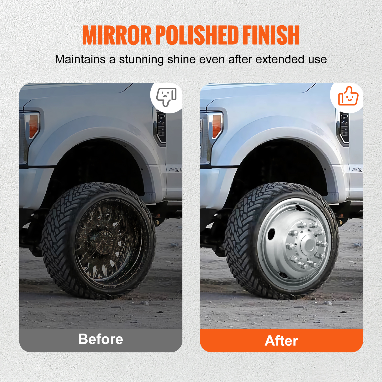 19.5/16" Wheel Simulators Cover Stainless Steel Ford F450/F550/F350 4 pc - Picture 17 of 36