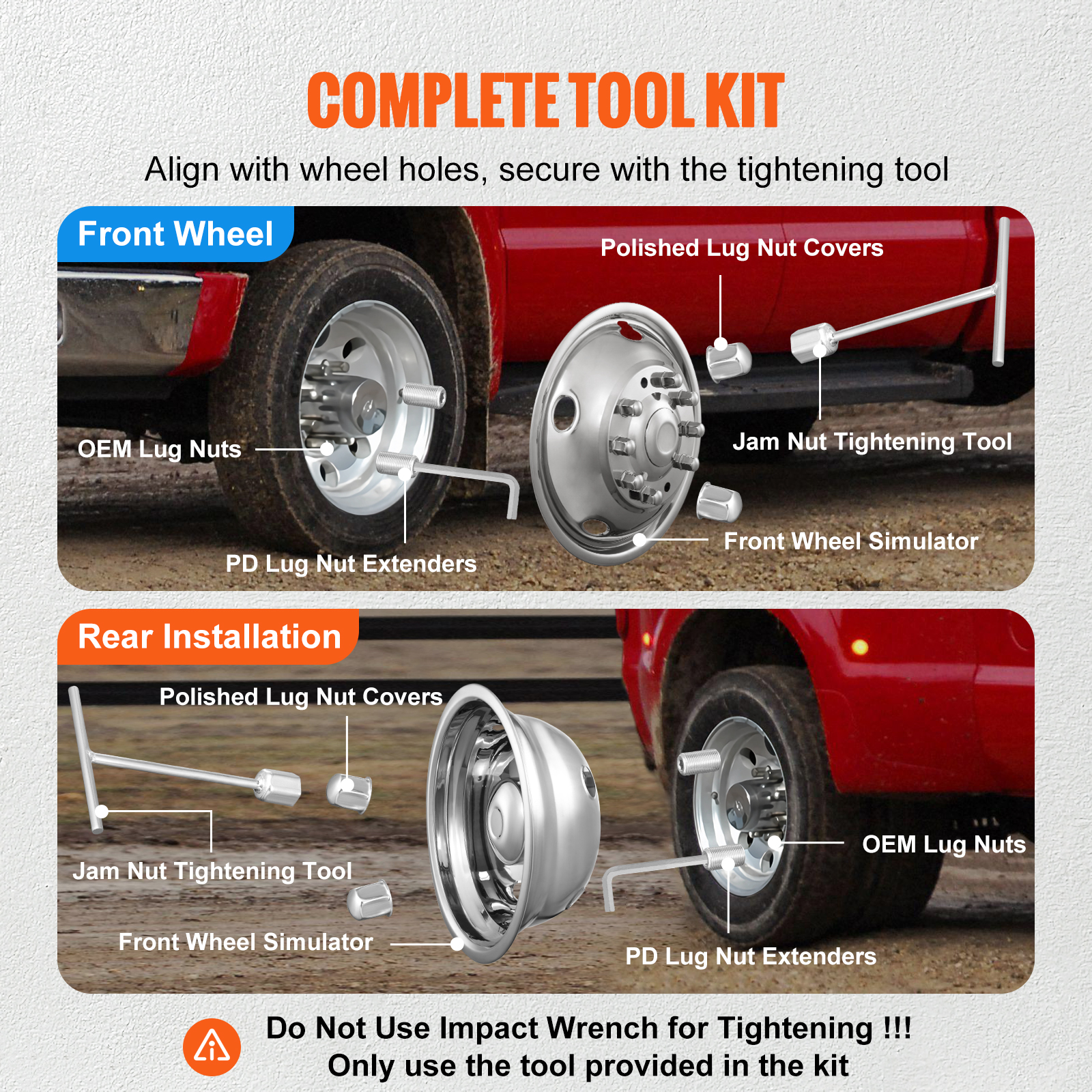 19.5/16" Wheel Simulators Cover Stainless Steel Ford F450/F550/F350 4 pc - Picture 18 of 36